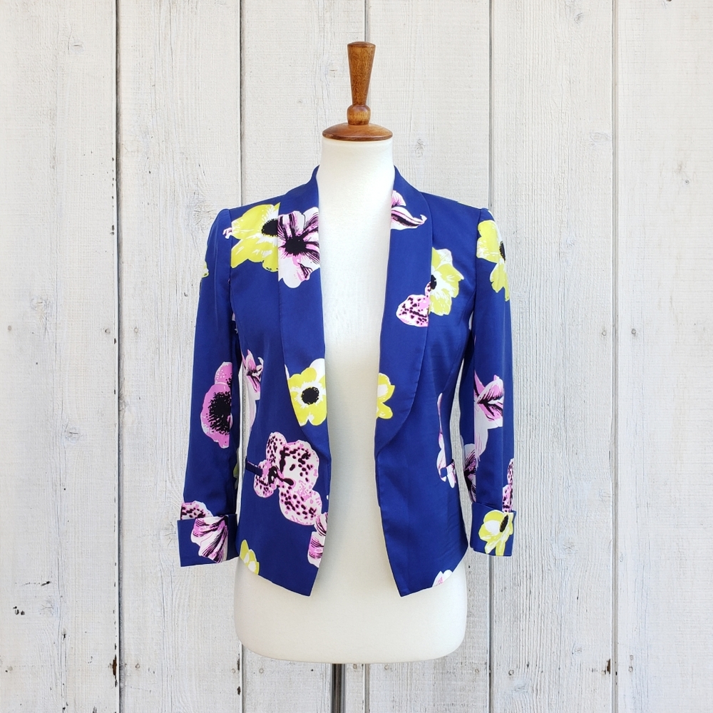 J Crew Floral Print Jacket Size 0